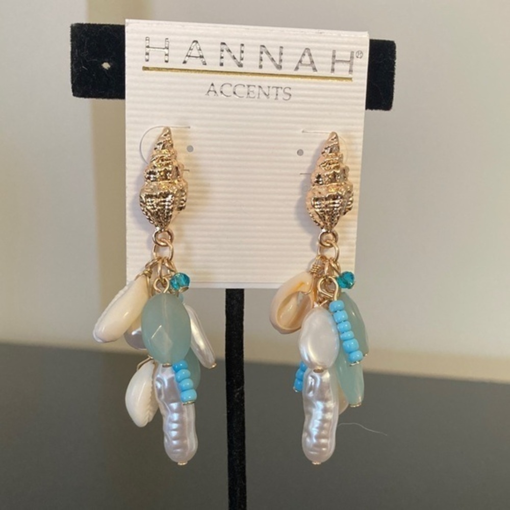 Hannah Gold and Blue Dangle Earrings